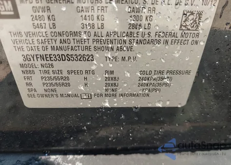 2013 Cadillac Srx Premium Collection z USA, uszkodzony, nr VIN 3GYFNEE33DS532623